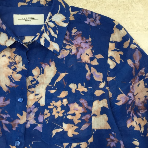 MaxMara Weekend Floral Button-Down Shirt - Size 10 - Picture 5 of 8